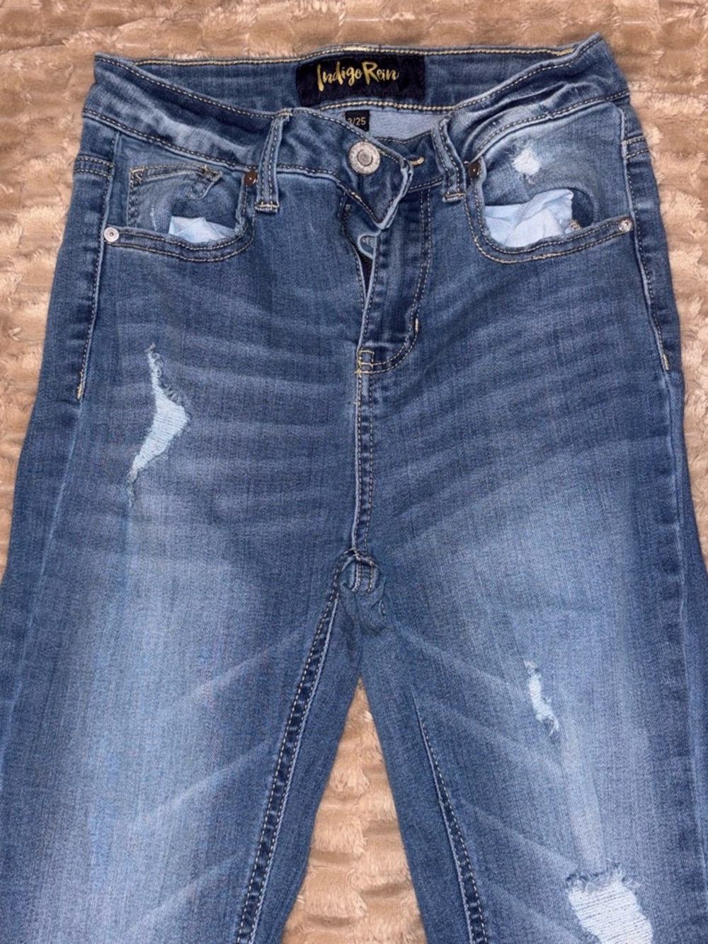 Indigo Rein Blue Distressed Flare Jeans